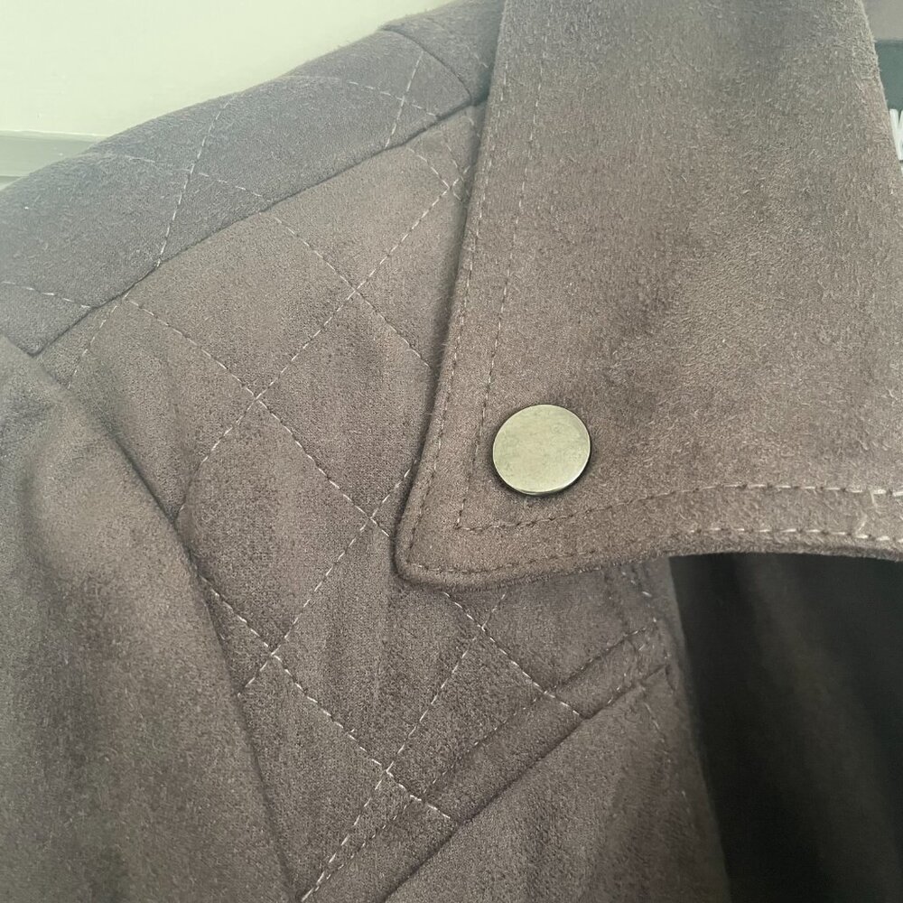 Kut from the Kloth faux suede moto jacket in dark grey / walnut - Picture 6 of 10